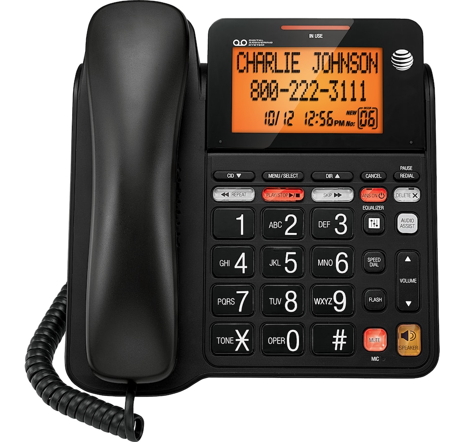 Image 651170.jpg, Product 651-170 / Price $54.99, AT&T Corded Phone with 25-Minute Digital Answering Machine, Backlit Tilt Display, Audio Assist and Speakerphone from A T & T on TSC.ca's Electronics department