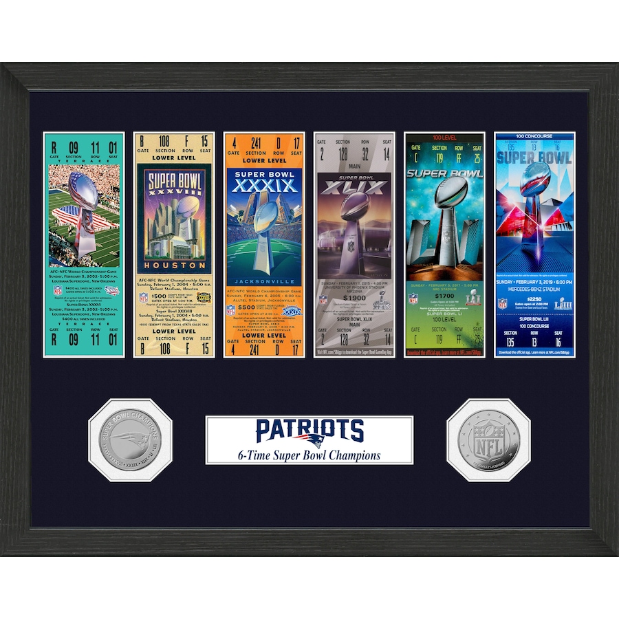 Image 655146.jpg, Product 655-146 / Price $104.99, New England Patriots 6-Time Super Bowl Champions Ticket Collection on TSC.ca's Sports department