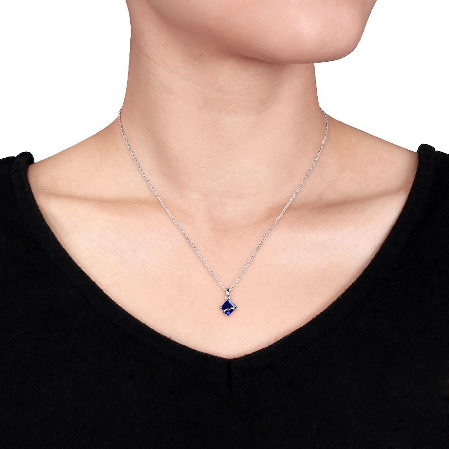 Image 656084_ALTMORE2.jpg, Product 656-084 / Price $130.99, Sofia B Sterling Silver Created Blue Sapphire Square Wave Earrings & Pendant with Chain Set from Sofia B on TSC.ca's Jewellery department