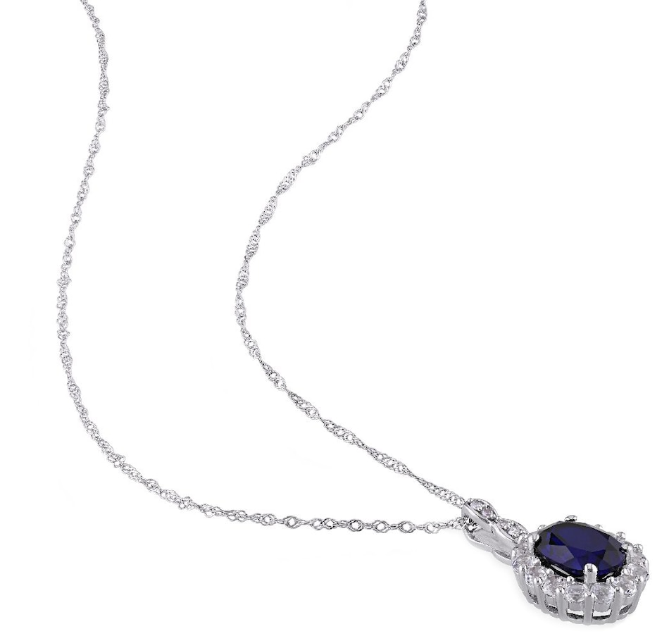 Jewellery - Necklaces & Pendants - Sofia B 14K White Gold Created Blue ...