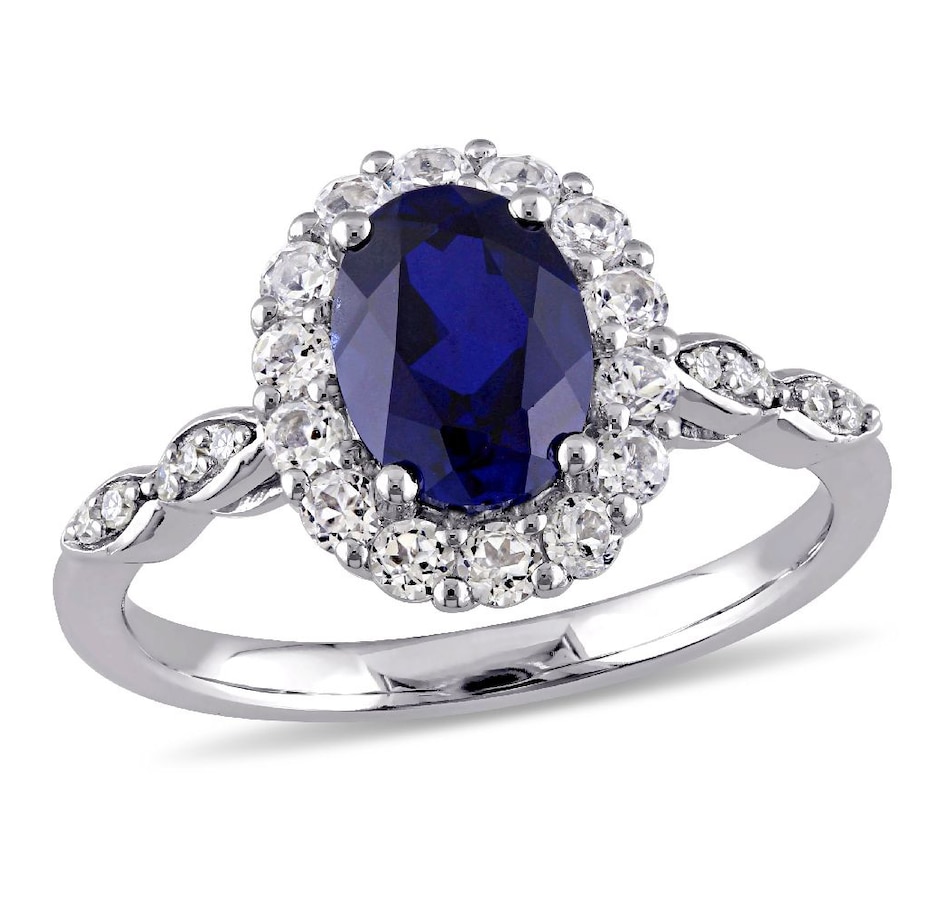 Jewellery - Rings - Sofia B 14K White Gold Created Blue Sapphire, White ...
