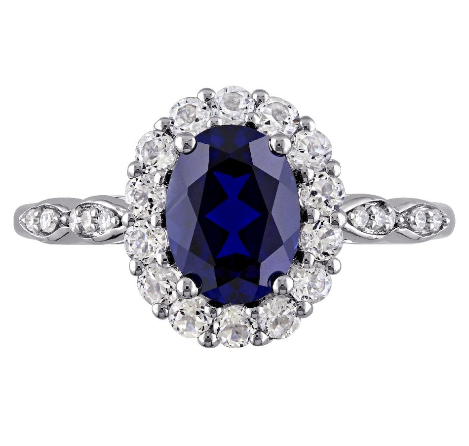 Jewellery - Rings - Sofia B 14K White Gold Created Blue Sapphire, White ...