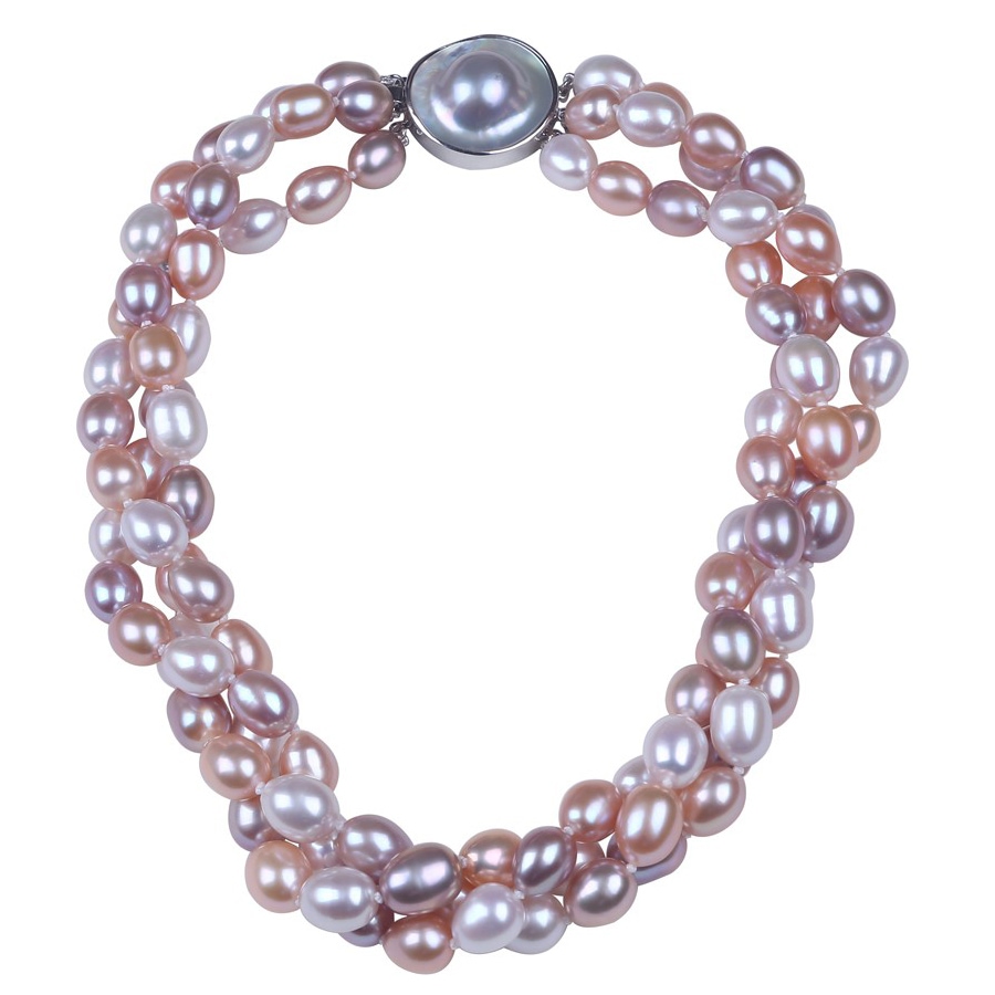 Image 656406.jpg, Product 656-406 / Price $255.99, SUGOI Pearls Sterling Silver Freshwater Pearl 3-Row Necklace with Baroque Clasp from Sugoi Pearls on TSC.ca's Jewellery department