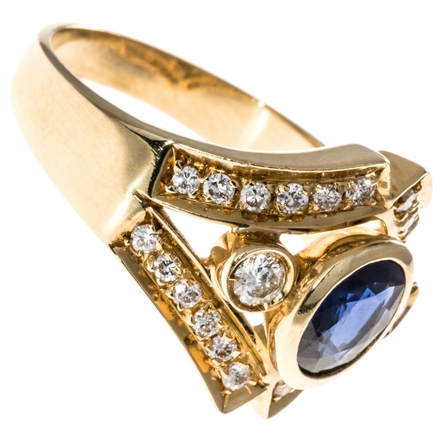 Image 656500_ALTMORE1.jpg, Product 656-500 / Price $2,495.00, Estate Originals Custom-Made and Hand-Assembled Bezel-Set Sapphire and Diamond Ring from Estate Originals on TSC.ca's Jewellery department