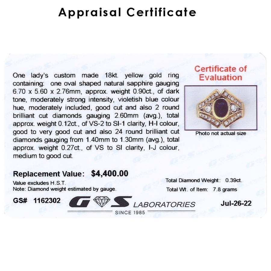 Image 656500_ALTMORE11.jpg, Product 656-500 / Price $2,495.00, Estate Originals Custom-Made and Hand-Assembled Bezel-Set Sapphire and Diamond Ring from Estate Originals on TSC.ca's Jewellery department