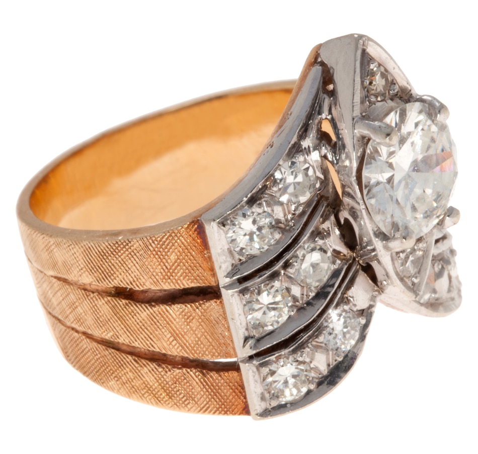 Image 656582_ALTMORE1.jpg, Product 656-582 / Price $5,450.00, Estate Originals 14K yellow and white gold 0.88 Carat Diamond solitaire and Diamond chevron ring from Estate Originals on TSC.ca's Jewellery department