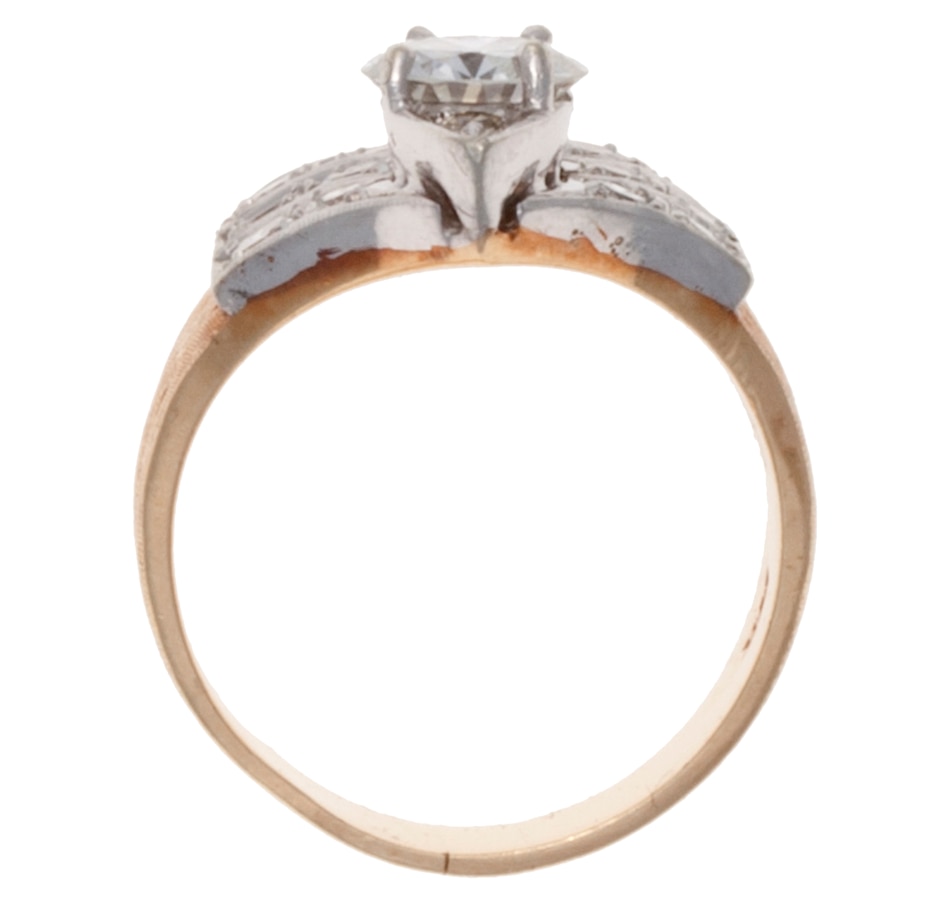 Image 656582_ALTMORE2.jpg, Product 656-582 / Price $5,450.00, Estate Originals 14K yellow and white gold 0.88 Carat Diamond solitaire and Diamond chevron ring from Estate Originals on TSC.ca's Jewellery department