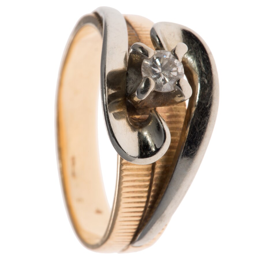 Image 656649_ALTMORE1.jpg, Product 656-649 / Price $795.00, Estate Originals 10K White Gold Swirl Diamond Ring with Textured Yellow Gold Undergallery from Estate Originals on TSC.ca's Jewellery department