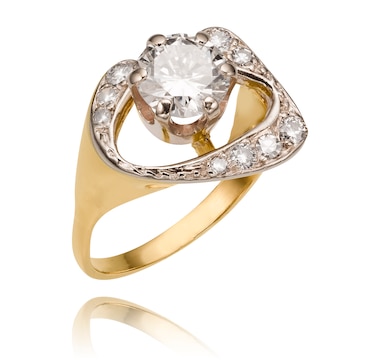 Estate Originals 0.91 Carat Solitaire Diamond Engagement Ring with a Diamond Studded Swirl Framework