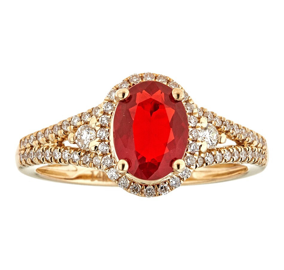 Tsc Ca 14k Rose Gold Fire Opal And Diamond Ring