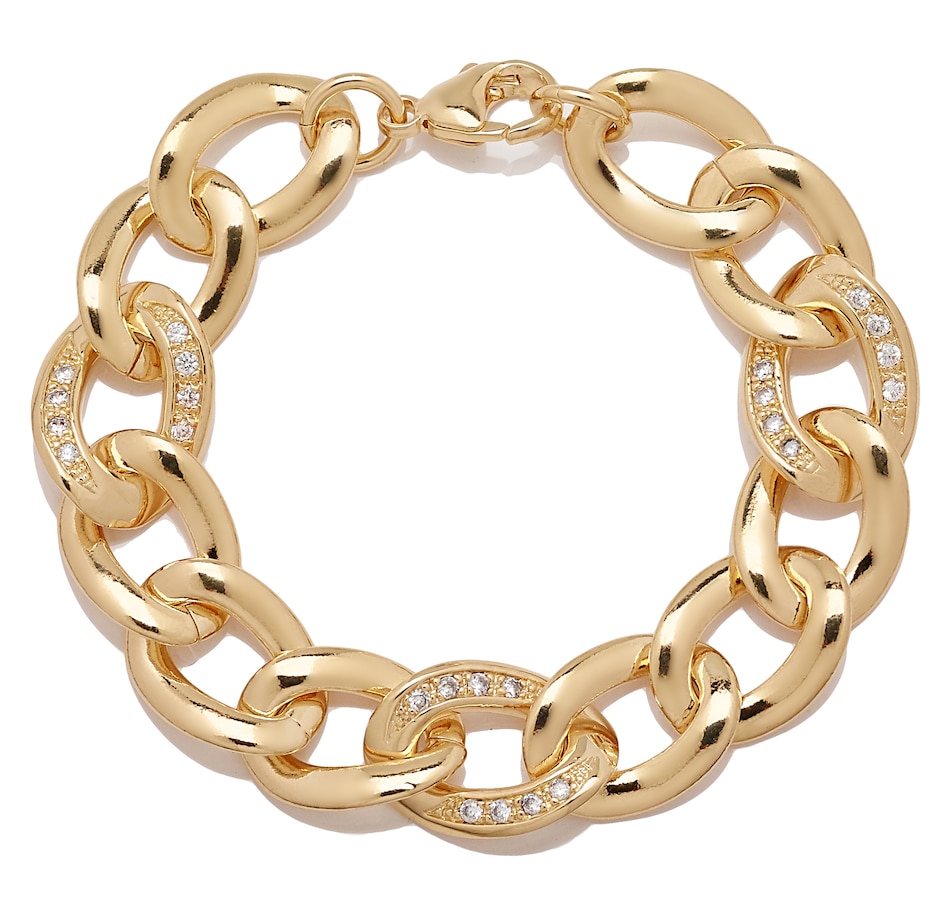 Jewellery - Bracelets - Bronzoro Large Link Cubic Zirconia Bracelet ...