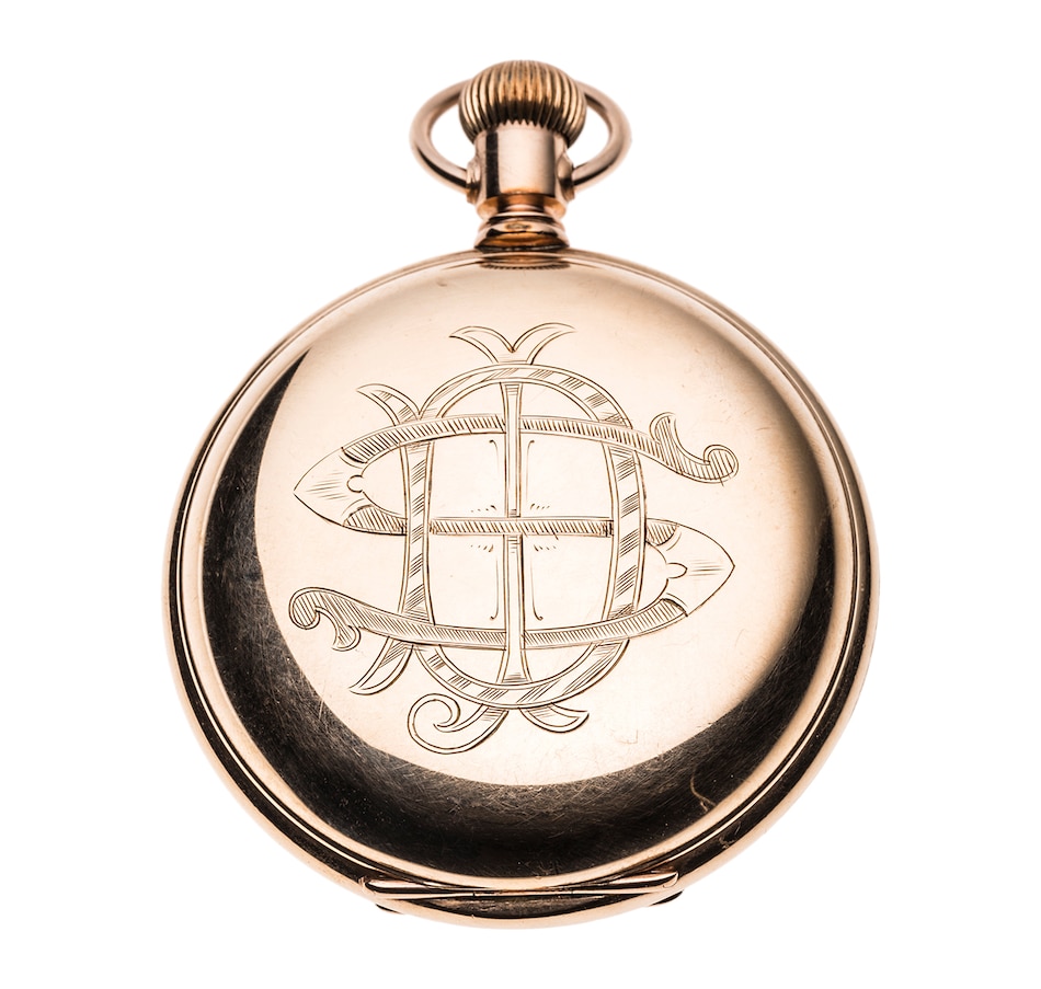 Image 657083_ALTMORE1.jpg, Product 657-083 / Price $6,995.00, Estate Originals Gentlemen's 14K Yellow Gold Elgin Natl. Watch Co. Hunter's Case Pocket Watch from Estate Originals on TSC.ca's Jewellery department