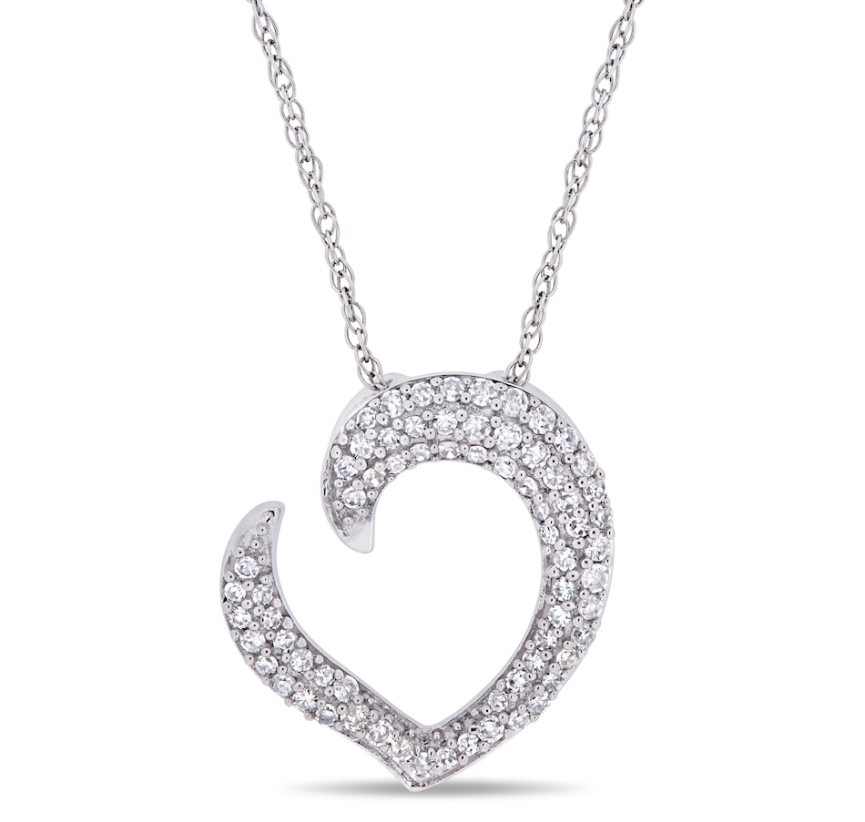 Image 657345_WGL.jpg, Product 657-345 / Price $524.99, Sofia B. 10K White Gold Diamond Tilted Open Heart Necklace from Sofia B on TSC.ca's Jewellery department