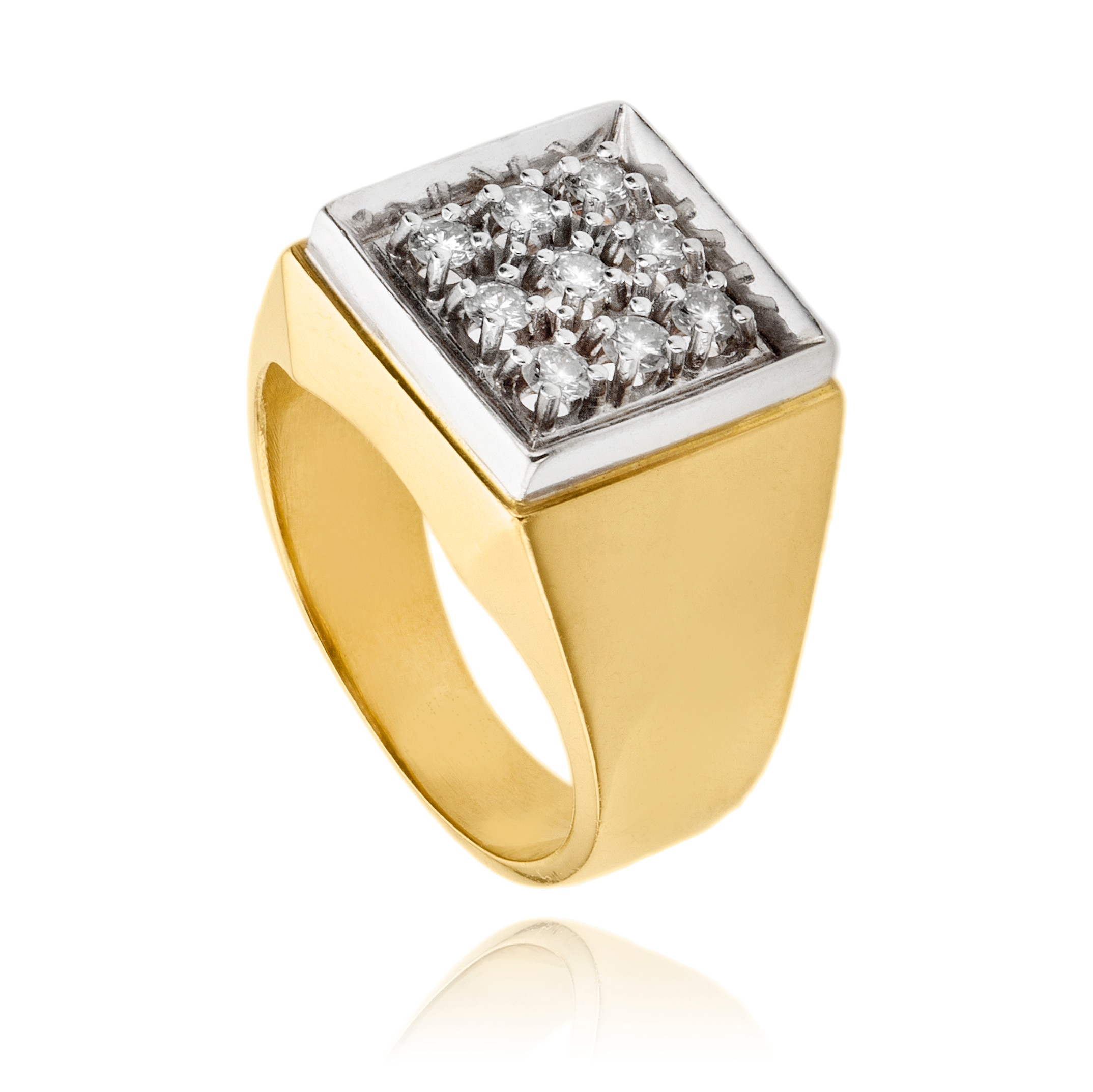 Estate Originals Gentlemen's 10-14K Yellow and White Gold 9-Diamond Cluster  Ring