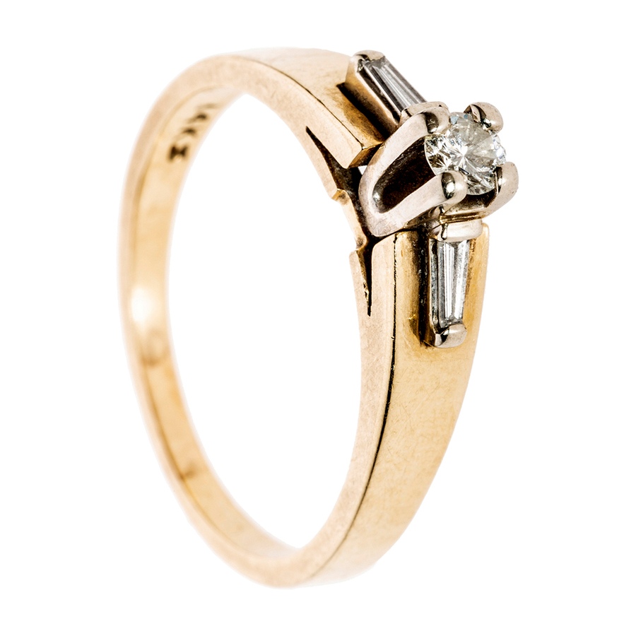 Image 657475_ALTMORE1.jpg, Product 657-475 / Price $975.00, Estate Originals 14KT Yellow and White Gold Diamond Engagement Ring with Baguette Shoulders from Estate Originals on TSC.ca's Jewellery department