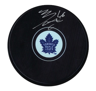 Mitch Marner Signed Puck Toronto Maple Leafs Logo