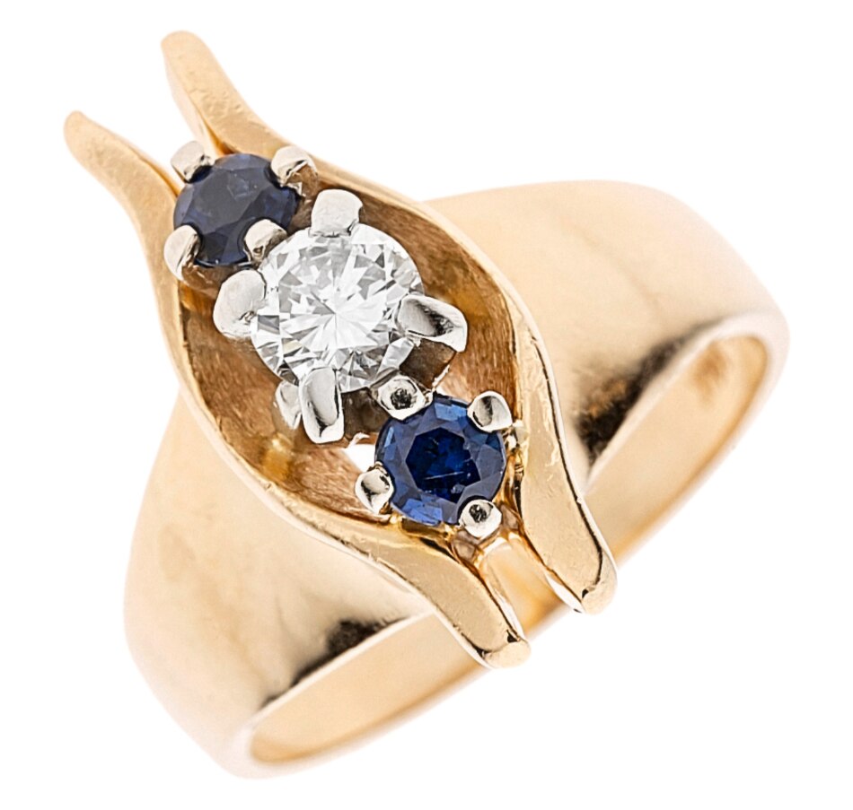 Image 657757.jpg, Product 657-757 / Price $1,395.00, Estate Originals 14K Yellow and White Gold Vertically-Set Sapphire and Diamond Ring from Estate Originals on TSC.ca's Jewellery department