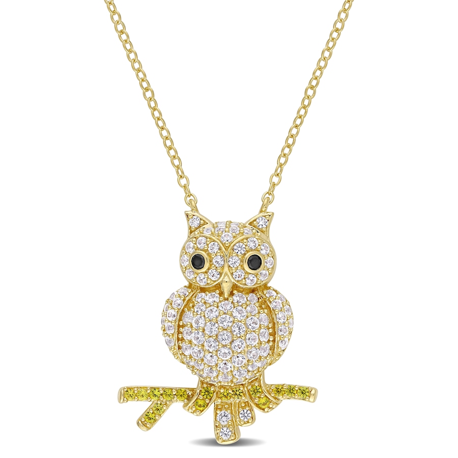 Image 657851.jpg, Product 657-851 / Price $220.99, Critters Collection Yellow Silver Black Spinel & Multi-color Created Sapphire "Owl" Pendant With Chain from Critters Collection on TSC.ca's Jewellery department