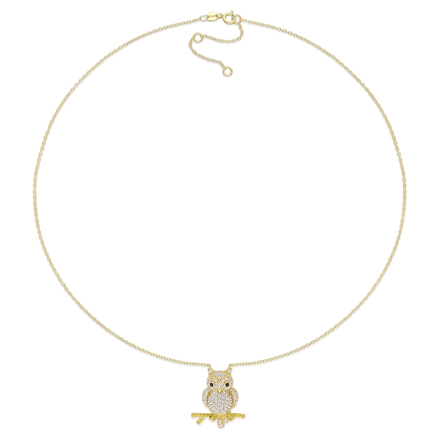 Image 657851_ALTMORE1.jpg, Product 657-851 / Price $220.99, Critters Collection Yellow Silver Black Spinel & Multi-color Created Sapphire "Owl" Pendant With Chain from Critters Collection on TSC.ca's Jewellery department