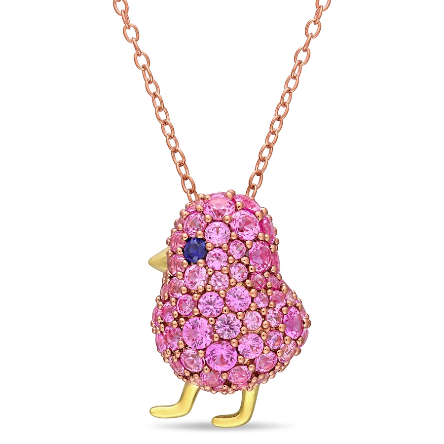 Image 657857.jpg, Product 657-857 / Price $167.99, Critters Collection Two-tone Silver Created Blue and Pink Sapphire "Chick" Fashion Pendant With Chain from Critters Collection on TSC.ca's Jewellery department