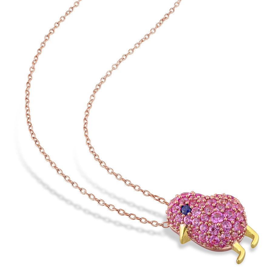 Image 657857_ALTMORE1.jpg, Product 657-857 / Price $167.99, Critters Collection Two-tone Silver Created Blue and Pink Sapphire "Chick" Fashion Pendant With Chain from Critters Collection on TSC.ca's Jewellery department