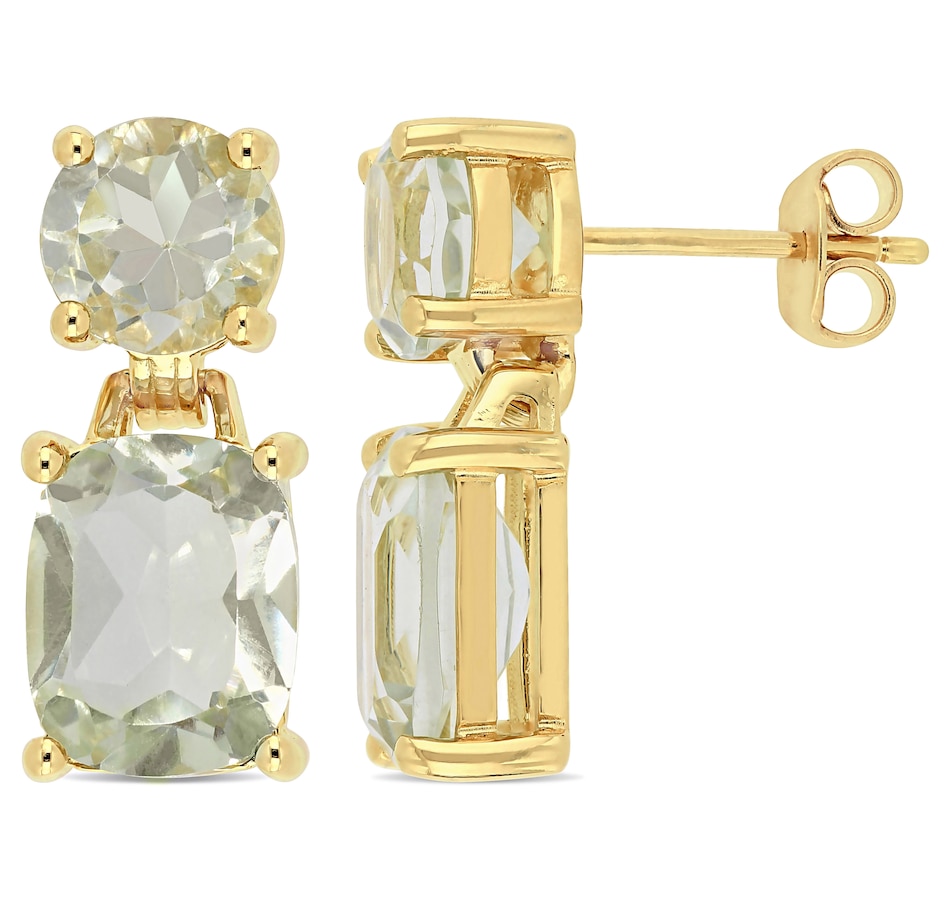Image 657878_YGP.jpg, Product 657-878 / Price $179.99, Sofia B. Yellow Silver Cushion Green Quartz and Round Green Quartz Dangle Earrings from Sofia B on TSC.ca's Jewellery department
