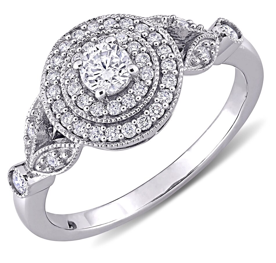 Image 657925.jpg, Product 657-925 / Price $2,549.99, 14K White Gold Diamond Twist Halo Ring from The Vault on TSC.ca's Jewellery department