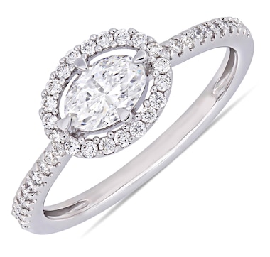 14K White Gold Diamond Floating Halo Engagement Ring
