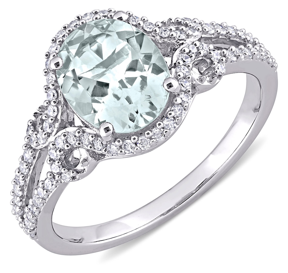 Image 657957.jpg, Product 657-957 / Price $1,028.99, 10K White Gold Oval Shape Aquamarine & Diamond Ring from The Vault on TSC.ca's Jewellery department