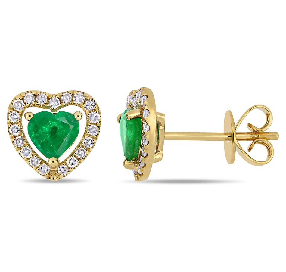 Image 657984.jpg, Product 657-984 / Price $2,047.99, 14K Yellow Gold Diamond and Emerald Heart Shape Earrings from The Vault on TSC.ca's Jewellery department