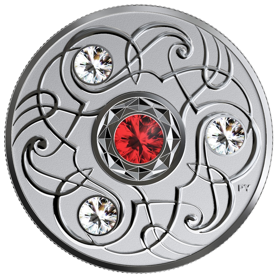 Image 658149.jpg, Product 658-149 / Price $64.95, 2020 $5 Fine Silver Coin Birthstones Series - January/Garnet from Royal Canadian Mint (RCM) on TSC.ca's Coins department