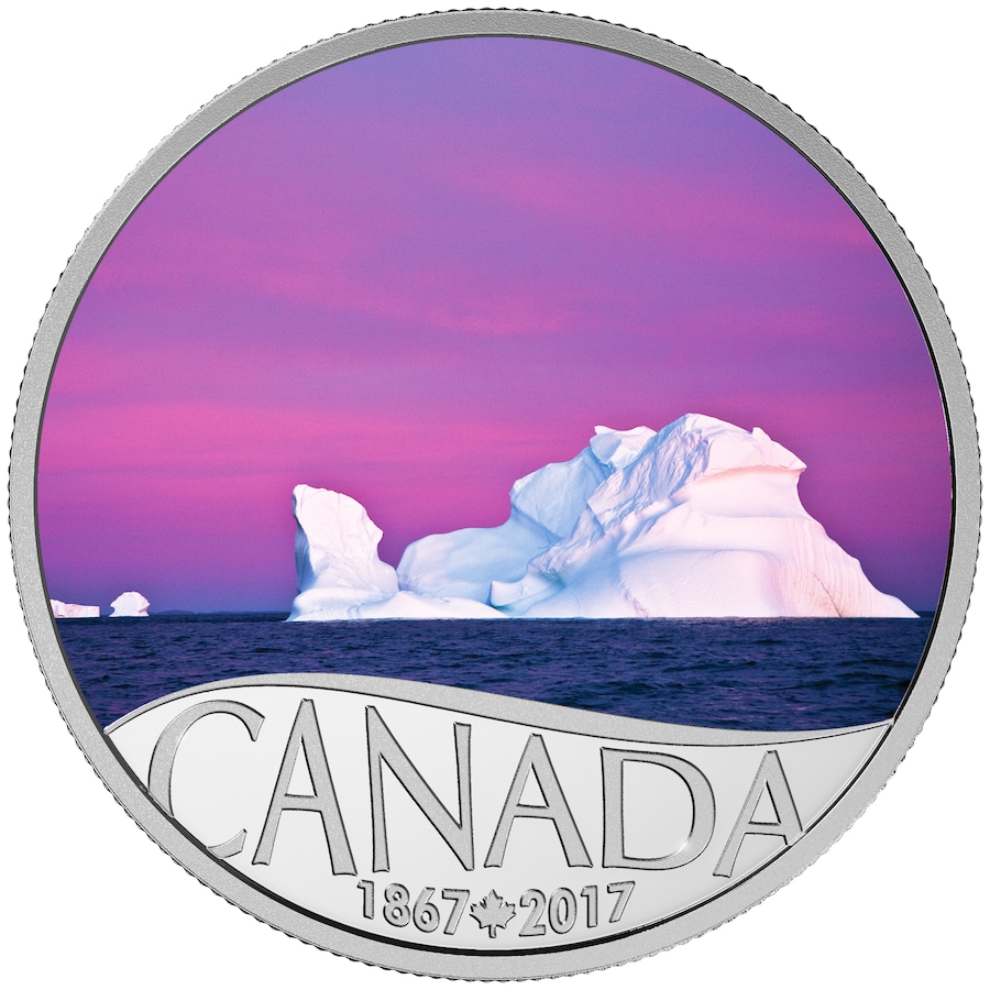 Image 658169.jpg, Product 658-169 / Price $89.95, 2017 $10 Iceberg at Dawn Newfoundland and Labrador Fine Silver Coin from Royal Canadian Mint (RCM) on TSC.ca's Coins department