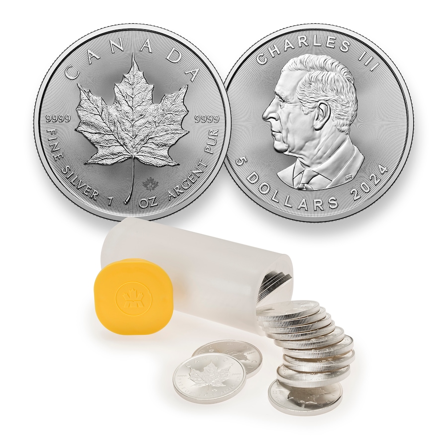 Image 658228.jpg, Product 658-228 / Price $1,375.00, 25 New 2024 or 2025 Royal Canadian Mint Silver Maple Leaf Coins from Investment Gold and Silver on TSC.ca's Coins department