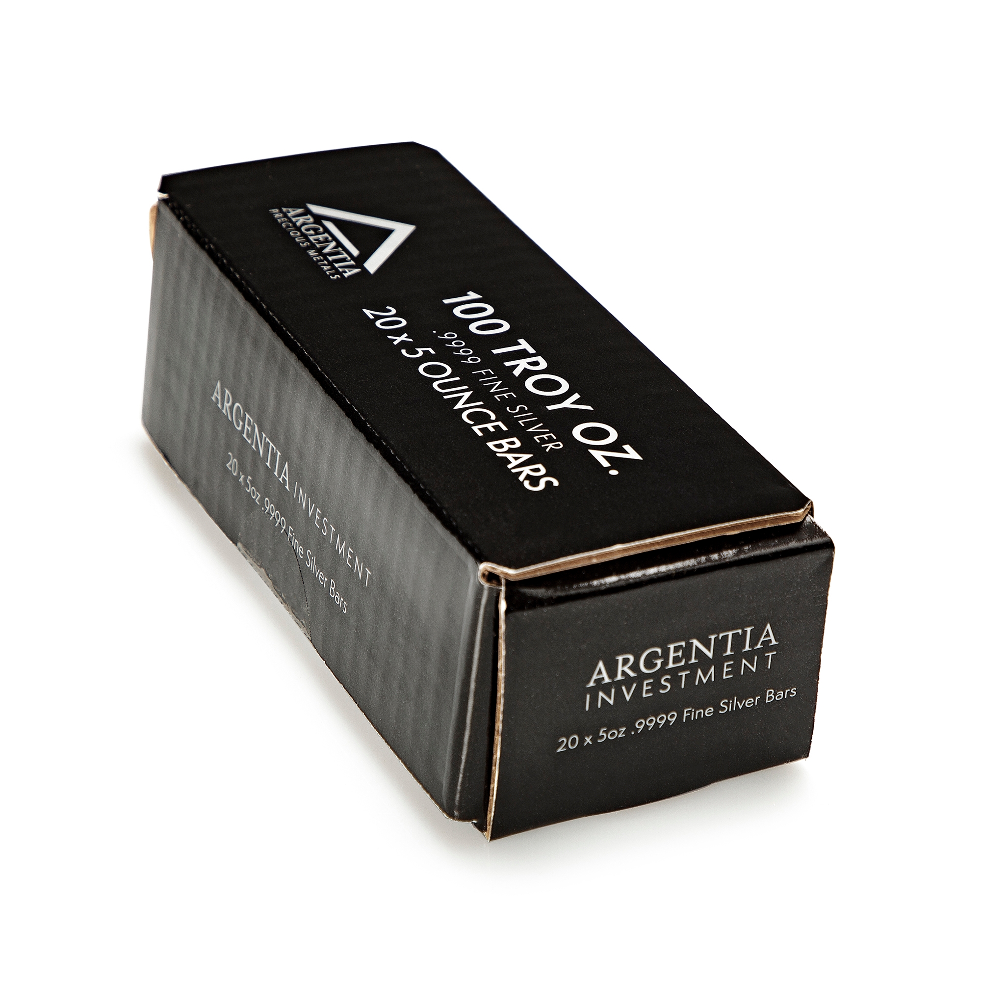 Twenty Argentia Five-Ounce .9999 Silver Bars in Divisible 100