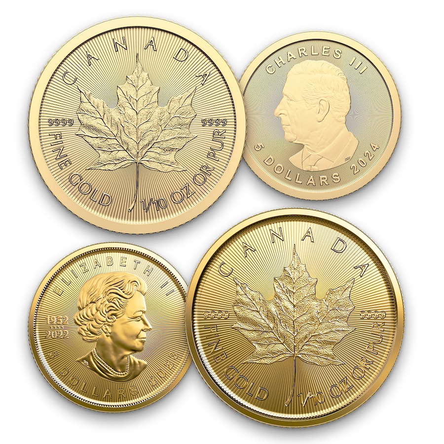 Image 658238.jpg, Product 658-238 / Price $510.00, One-Tenth Ounce .9999 Gold Maple Leaf Coin, Royal Canadian Mint Dated 2023, 2024 or 2025 from Investment Gold and Silver on TSC.ca's Coins department