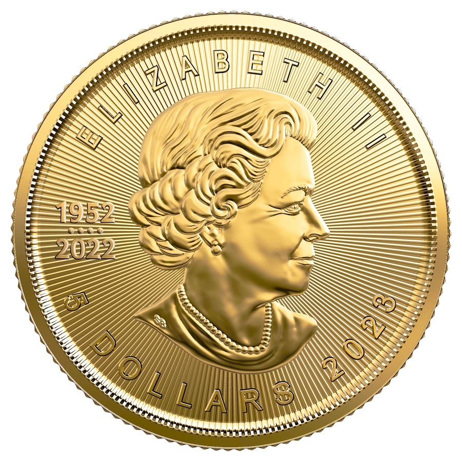 Image 658238_ALTMORE1.jpg, Product 658-238 / Price $510.00, One-Tenth Ounce .9999 Gold Maple Leaf Coin, Royal Canadian Mint Dated 2023, 2024 or 2025 from Investment Gold and Silver on TSC.ca's Coins department