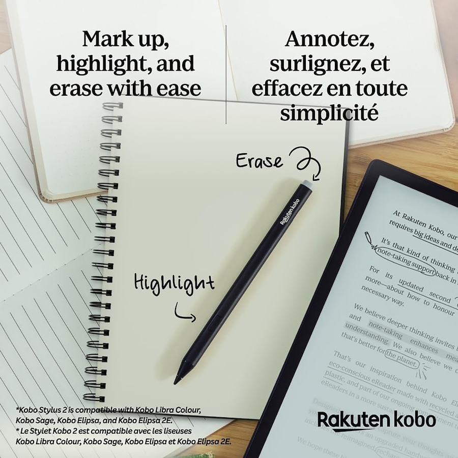 Image 658239_ALTMORE3.jpg, Product 658-239 / Price $89.99, Kobo Stylus 2 | Mark Up, Write Notes and Make Highlights | Compatible with 7" Libra Colour eReader from Kobo on TSC.ca's Electronics department