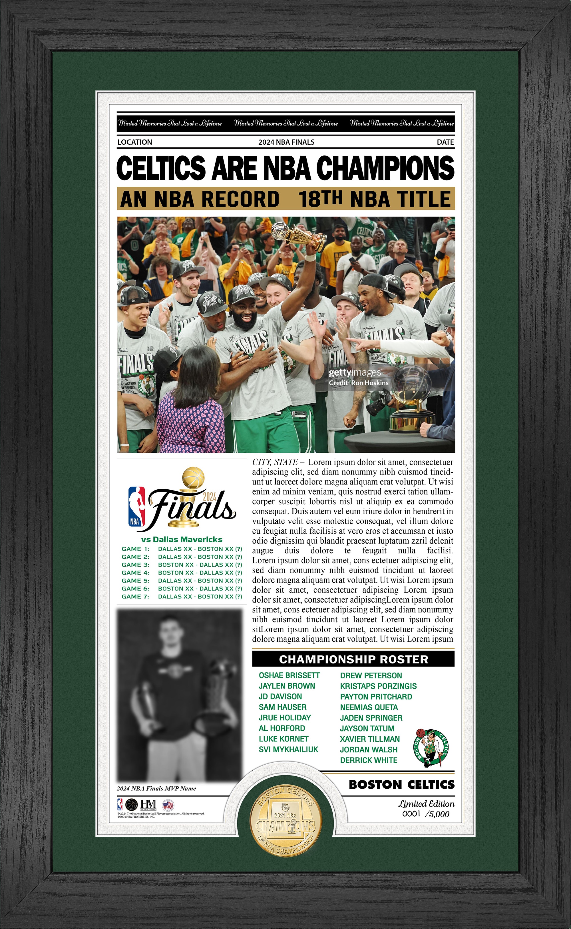 Sports - Sports Memorabilia - Prints & Frames - Boston Celtics 2024 NBA ...