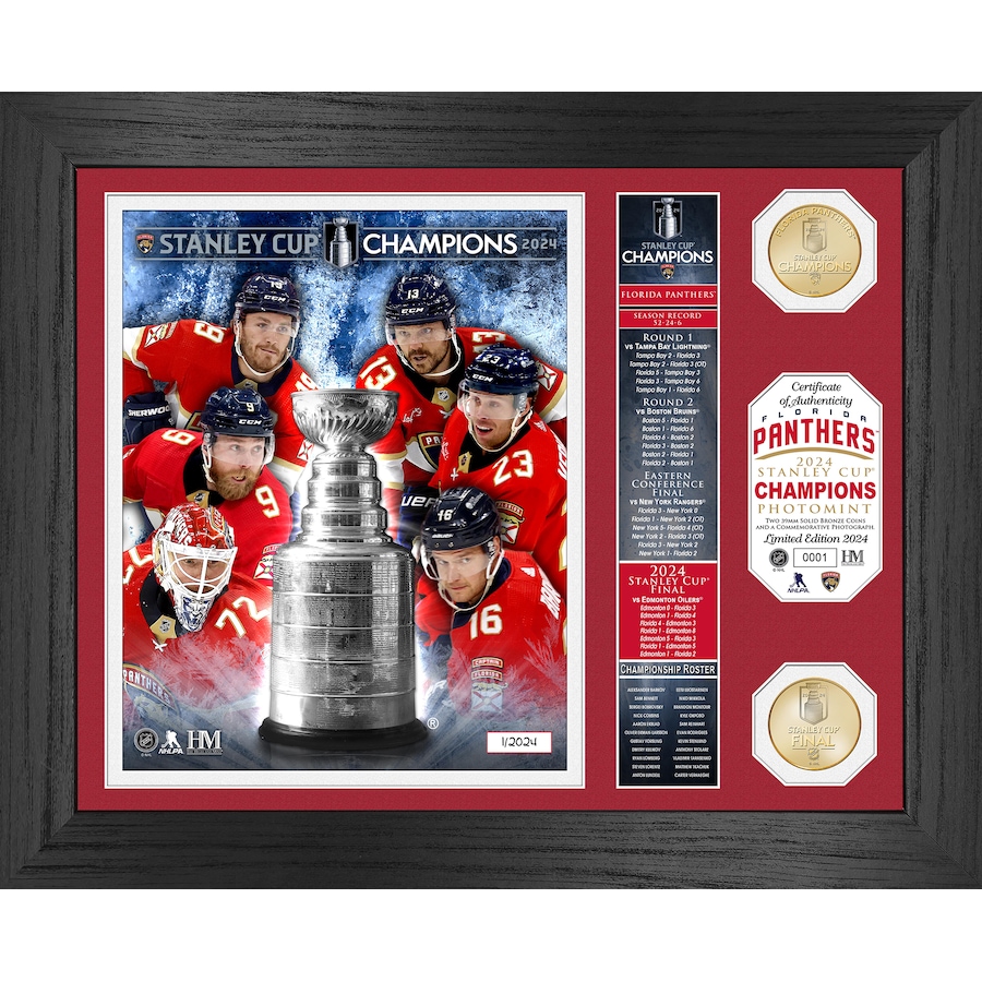 Image 658289.jpg, Product 658-289 / Price $134.00, Florida Panthers 2024 Stanley Cup Champions Banner Bronze Coin Photo Mint from Highland Mint on TSC.ca's Sports department