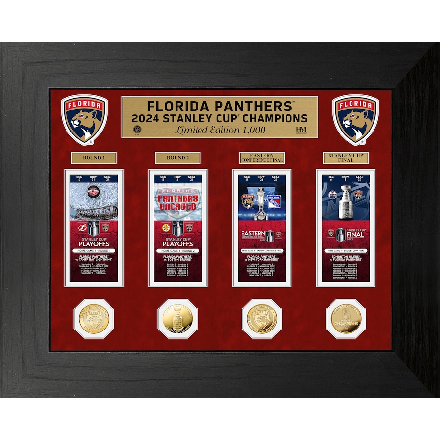 Image 658291.jpg, Product 658-291 / Price $207.00, Florida Panthers Deluxe Road to the 2024 Stanley Cup Ticket Collection Gold Coin Photo Mint from Highland Mint on TSC.ca's Sports department