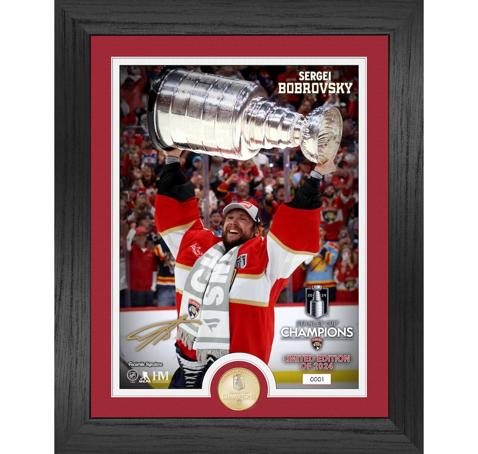 Image 658298.jpg, Product 658-298 / Price $110.00, Matthew Tkachuk Raising the Stanley Cup Bronze Coin Photo Mint from Highland Mint on TSC.ca's Sports department