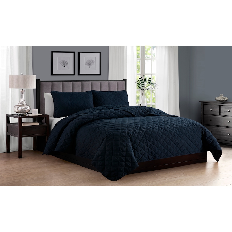Image 658392_NVY.jpg, Product 658-392 / Price $41.99 - $62.99, Cathay Home Microfibre Diamond Quilt Set from CATHAY HOME on TSC.ca's Home & Garden department