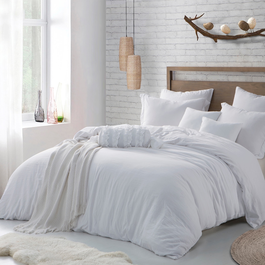 Image 658394_WHT.jpg, Product 658-394 / Price $46.99 - $57.99, Krinkle Microfibre Duvet Cover Set from Krinkle on TSC.ca's Home & Garden department