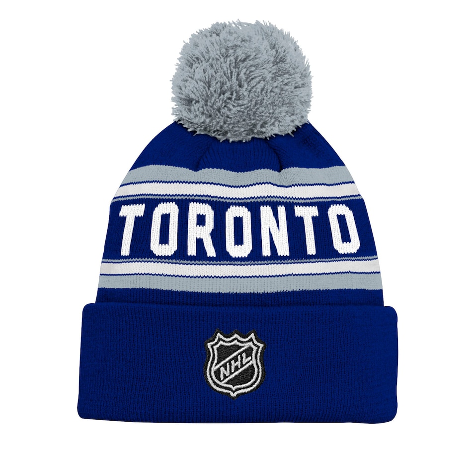 Image 658518_ALTMORE1.jpg, Product 658-518 / Price $31.99, Youth Toronto Maple Leafs NHL Wordmark Jacquard Cuffed Knit Pom-Pom Toque on TSC.ca's Sports department