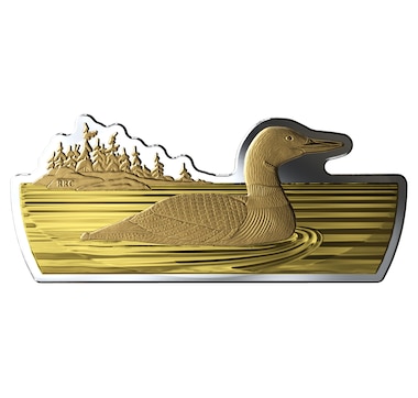 2020 $50 Fine Silver Coin Real Shapes - The Common Loon