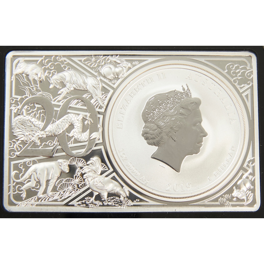 Image 659002_ALTMORE2.jpg, Product 659-002 / Price $549.95, 2019 $5 Silver Year of the Pig Coin Bar Set with Privy Mark 20th Anniversary of the Lunar Series from Canadian Coin & Currency on TSC.ca's Coins department