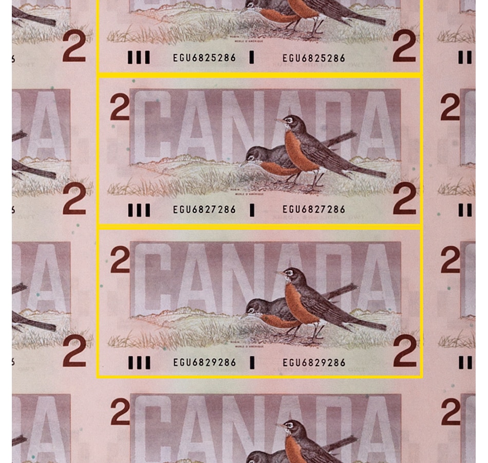 Complete 40 Note Sheet 1986 2 Bills The Last 2 Bills Of Canada 4 X 10 Format