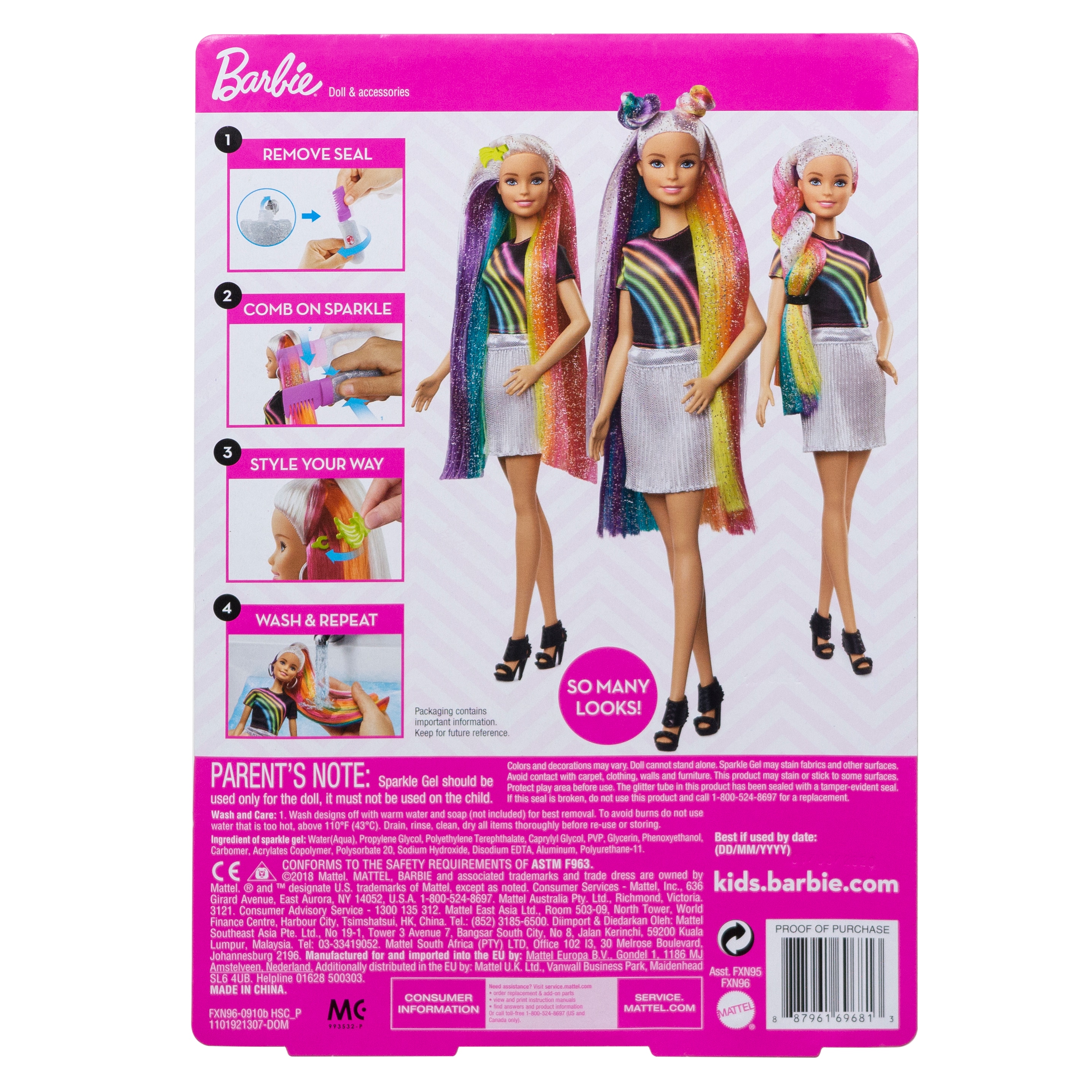 barbie rainbow hair doll