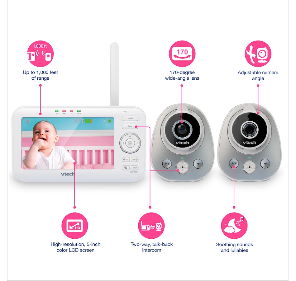 Image 662051_ALTMORE2.jpg, Product 662-051 / Price $219.99, VTech VM352-2 Full-Colour Video Monitors with Wide-Angle Lens and Standard Lens from VTech on TSC.ca's Electronics department