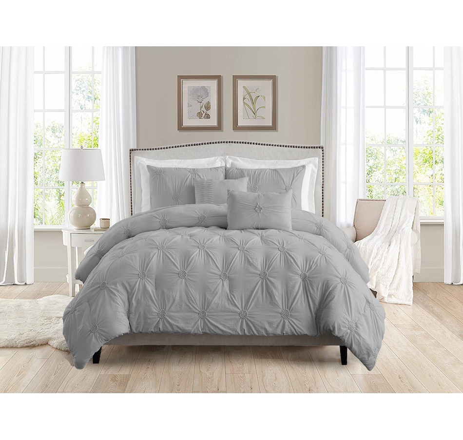 Image 662452_GRY.jpg, Product 662-452 / Price $50.00 - $68.00, Swift Home Microfibre Floral Ruched Comforter Set from Swift Home on TSC.ca's Home & Garden department